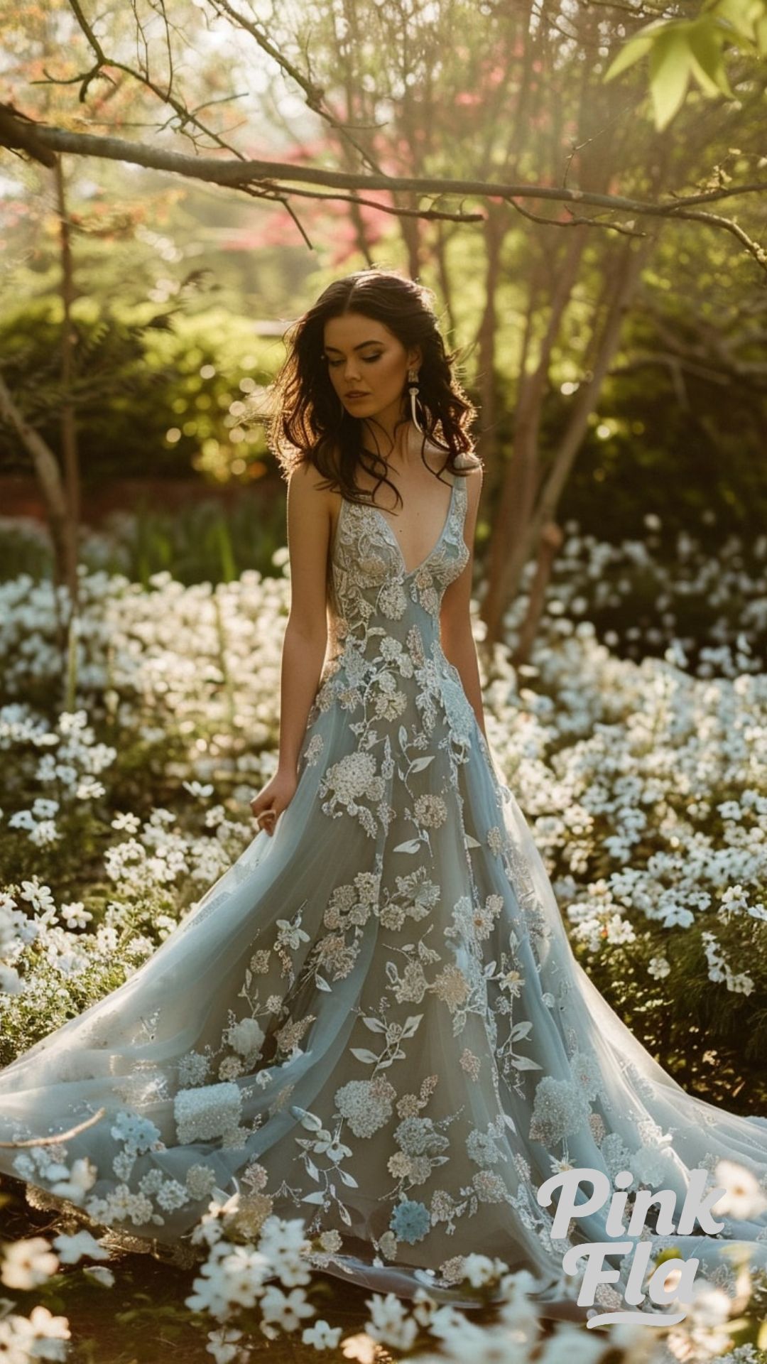 Enchanting Floral Fantasy Light Blue Wedding Dresses