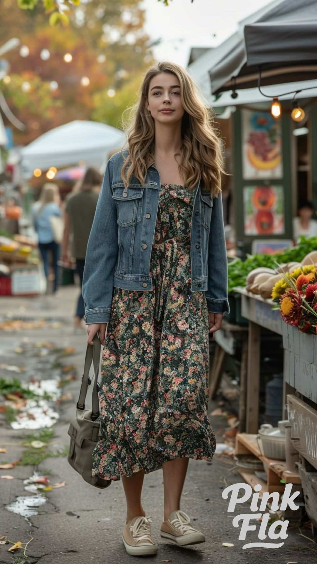 Floral Dress with Leather Jacket - Early Fall Outfits
