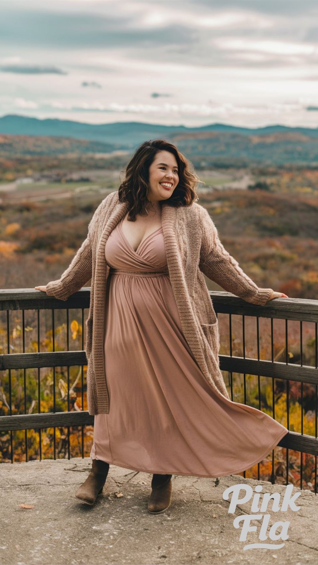 Flowy Dress and Cardigan - Fall Outfits for Curvy Women