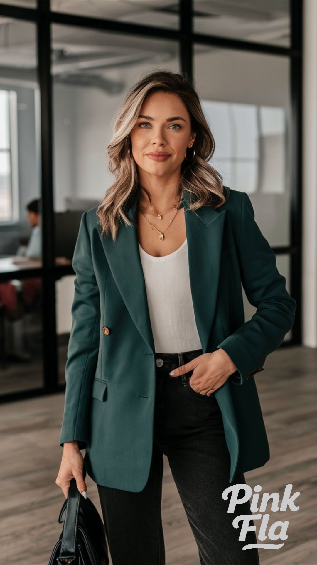 Green Blazer with Black Jeans - Autumn Casual Business Outfits