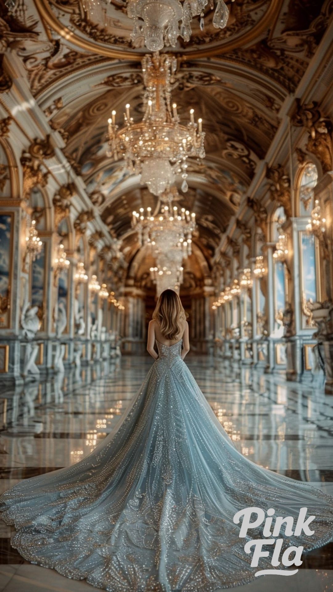 Majestic Palace Splendor Light Blue Wedding Dresses