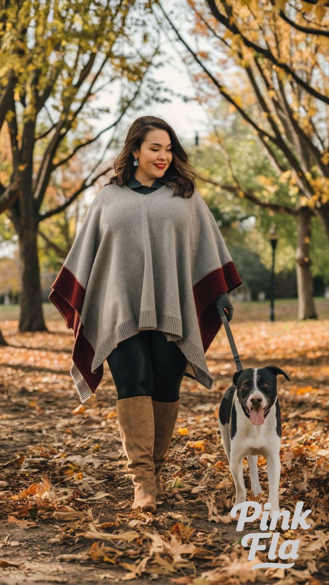 Poncho and Leggings - Fall Outfits for Curvy Women