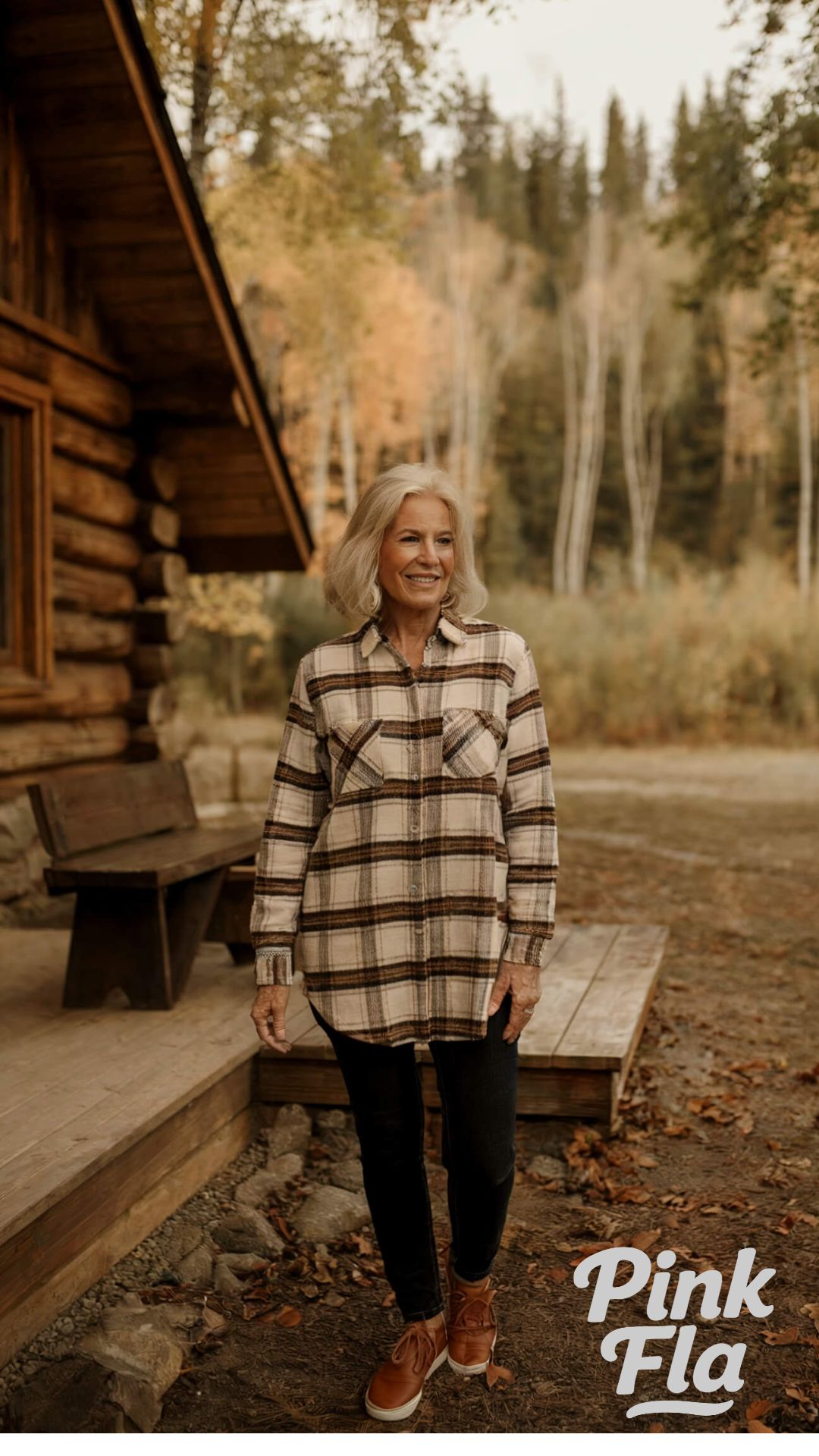 Rustic Charm in Cozy Plaid Fall Outfits for Women Over 60