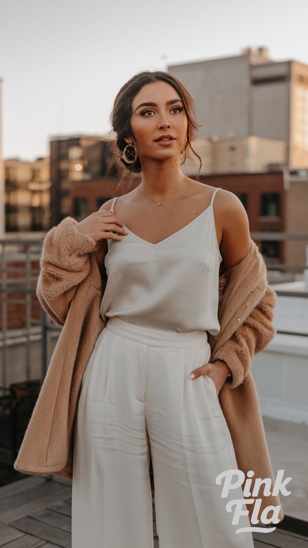 Soft Glam on the Rooftop - Summer Outfits with White Pants