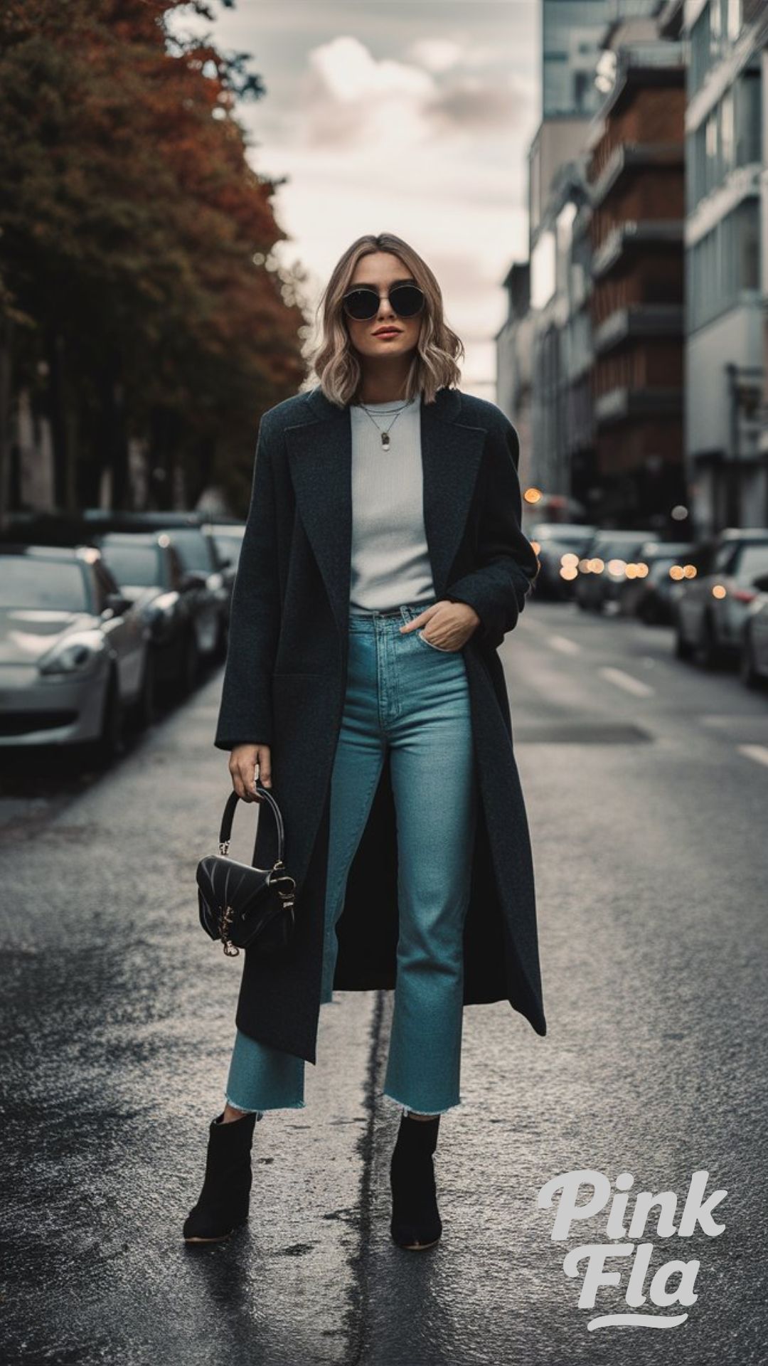 Tailored Coat & Cropped Denim - Fall Outfit Ideas with Jeans