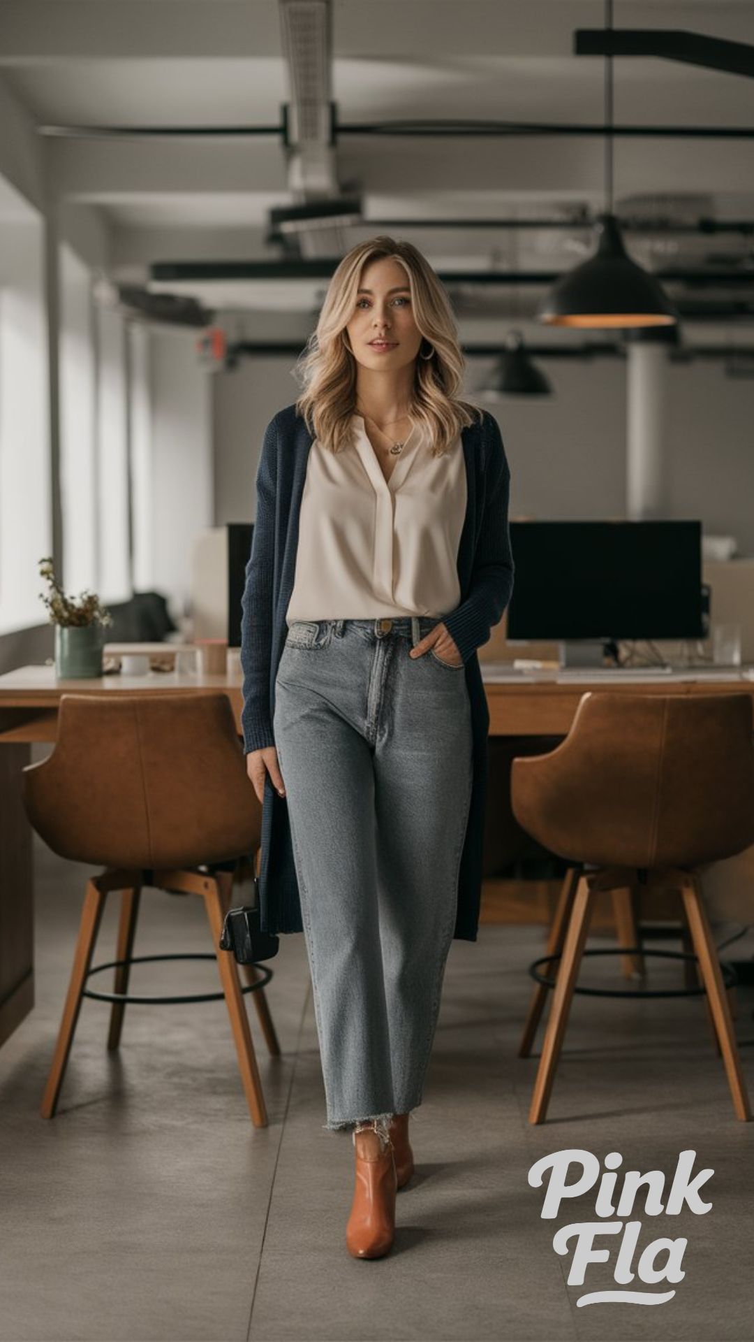 Tailored Suit & Scarf Accent - Autumn Casual Business Outfits