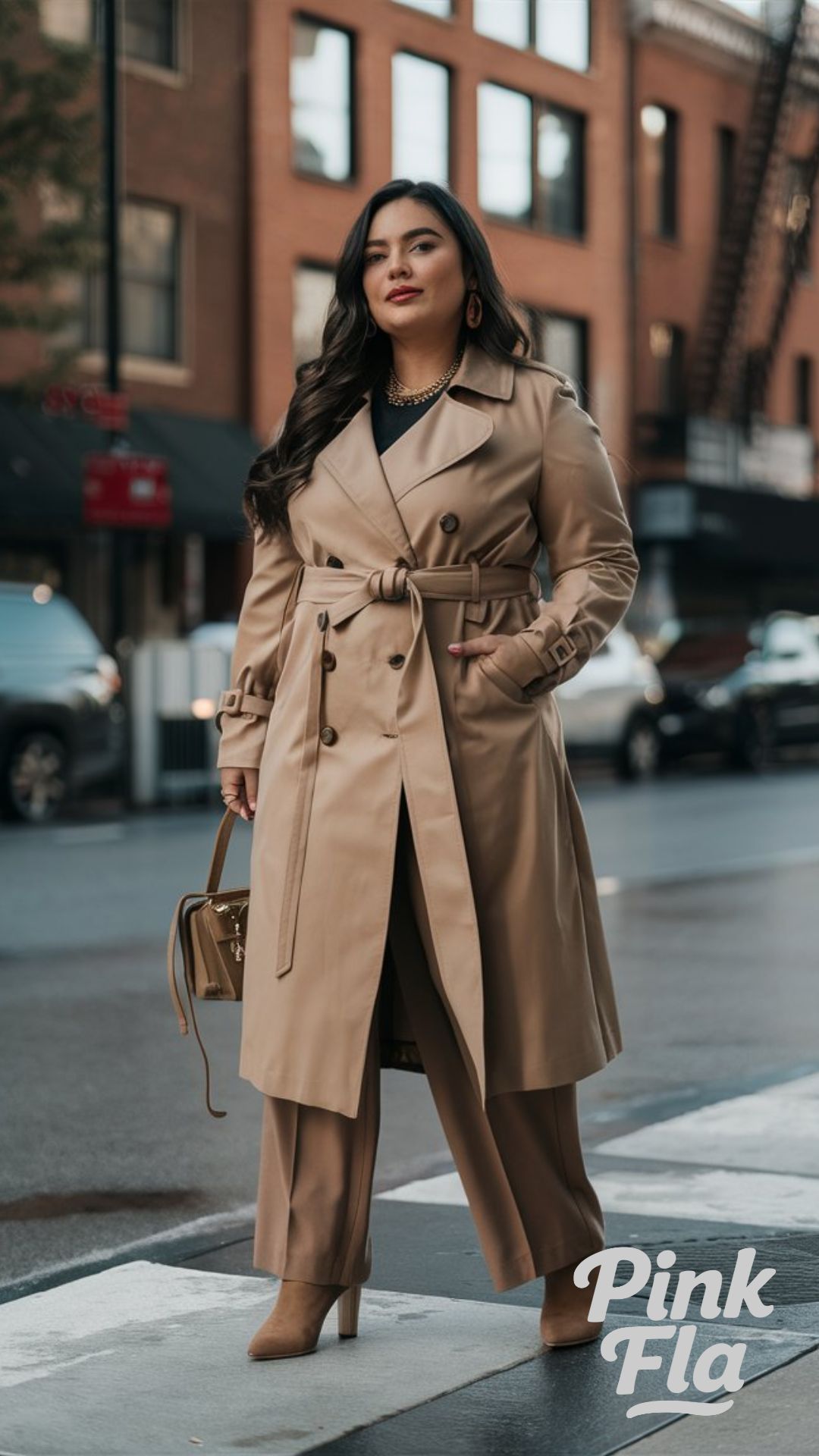 Trench Coat and Trousers - Midsize Fall Outfits