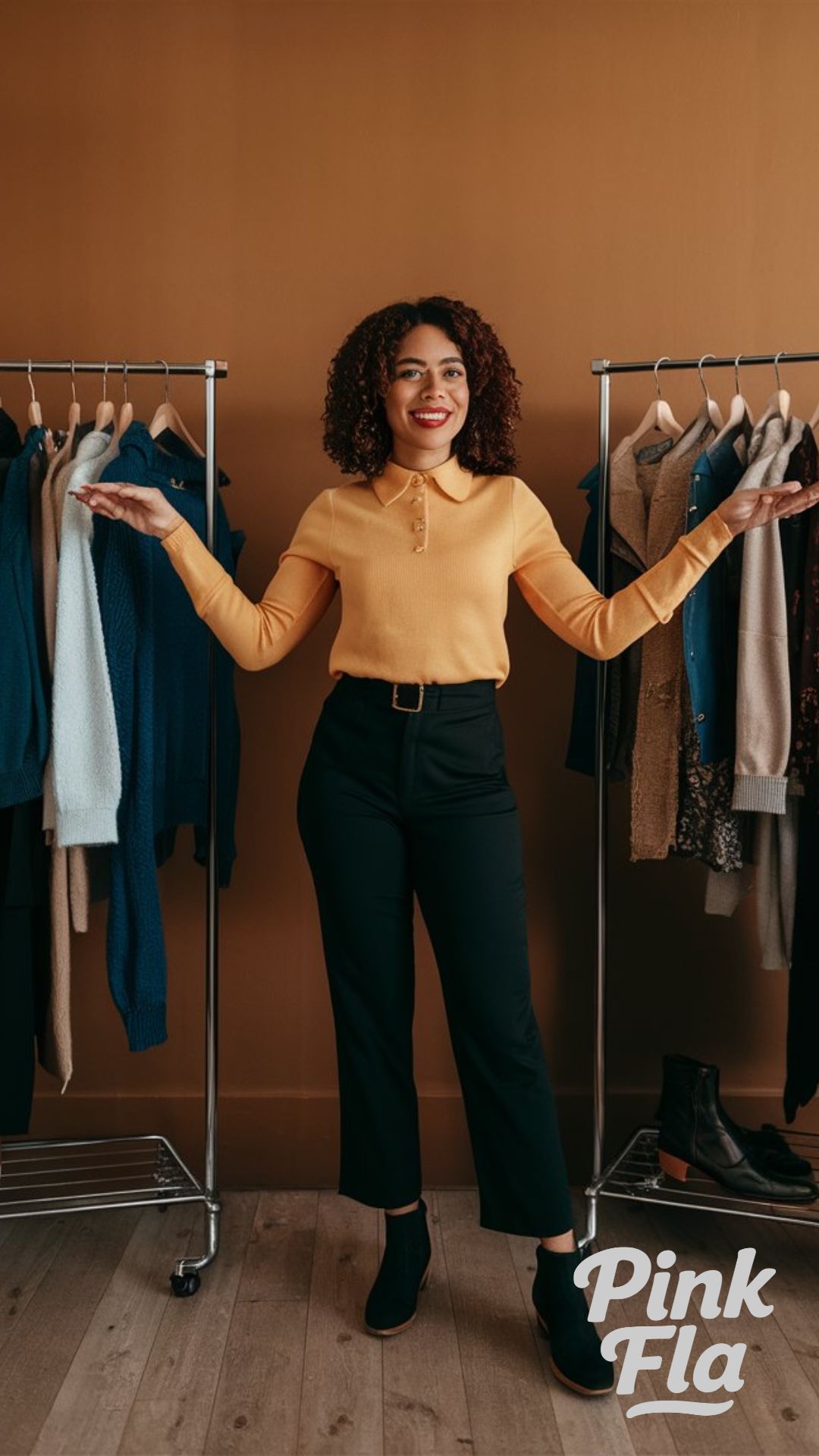 Vibrant Yellow Top and Black Pants - Autumn Casual Business Outfits