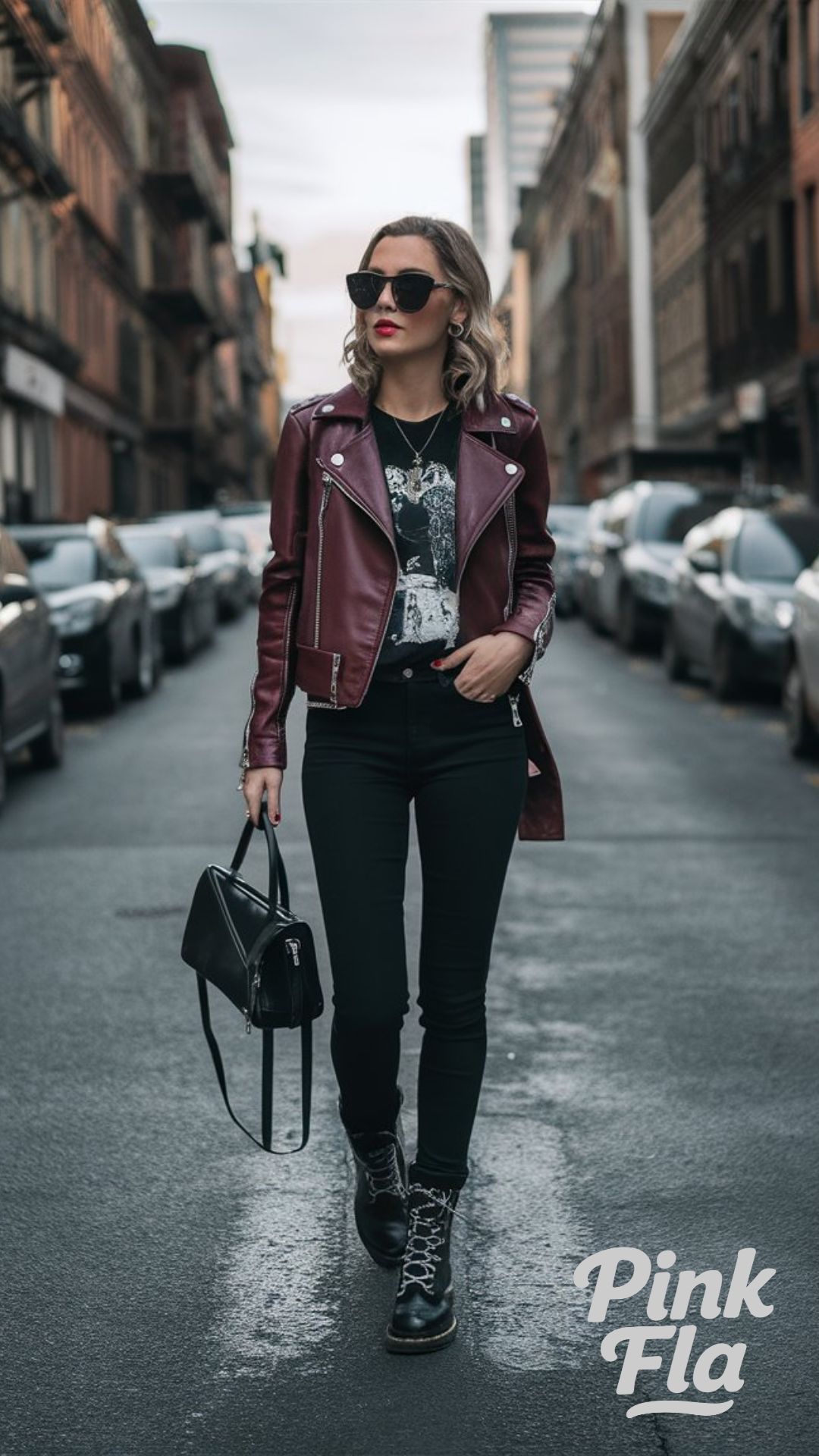 Burgundy Leather Boldness - Edgy Fall Outfits