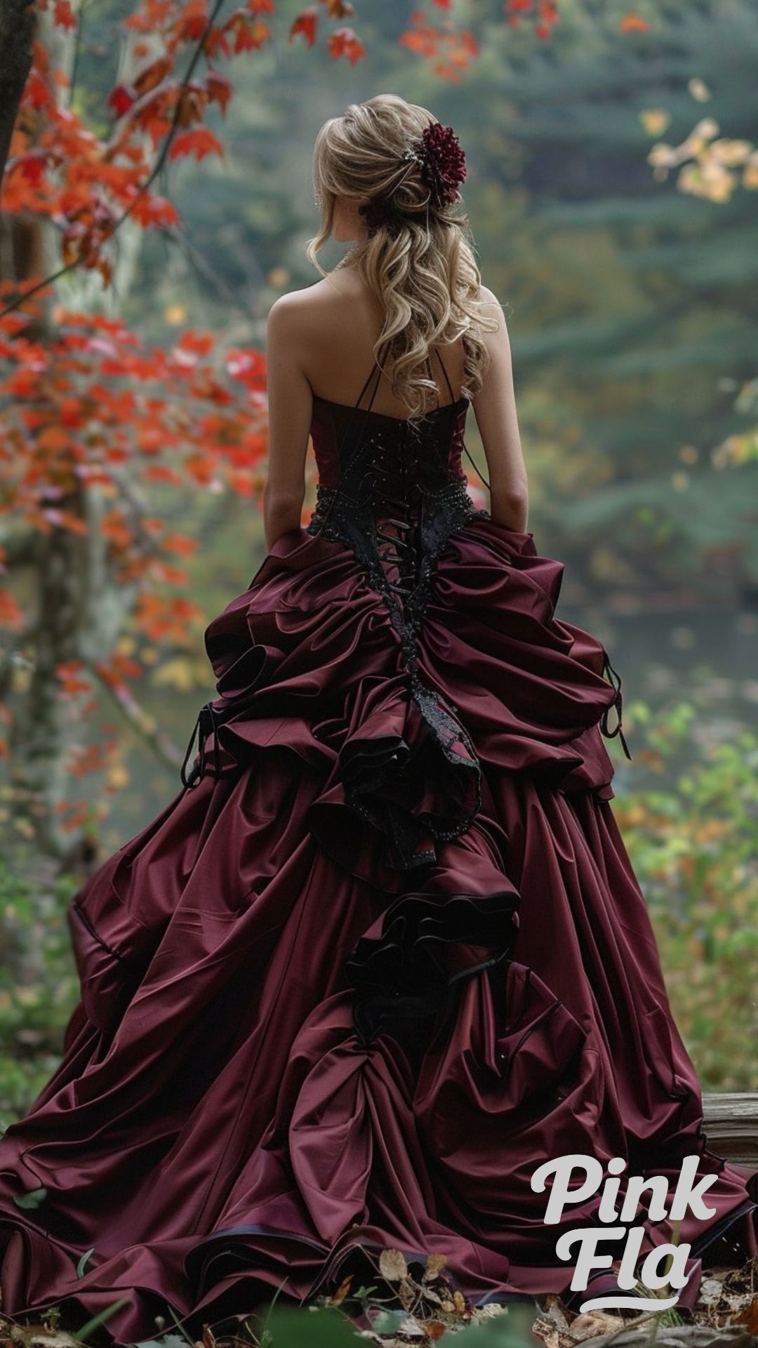 Burgundy Ruffled Beauty - Vampire Wedding Dresses