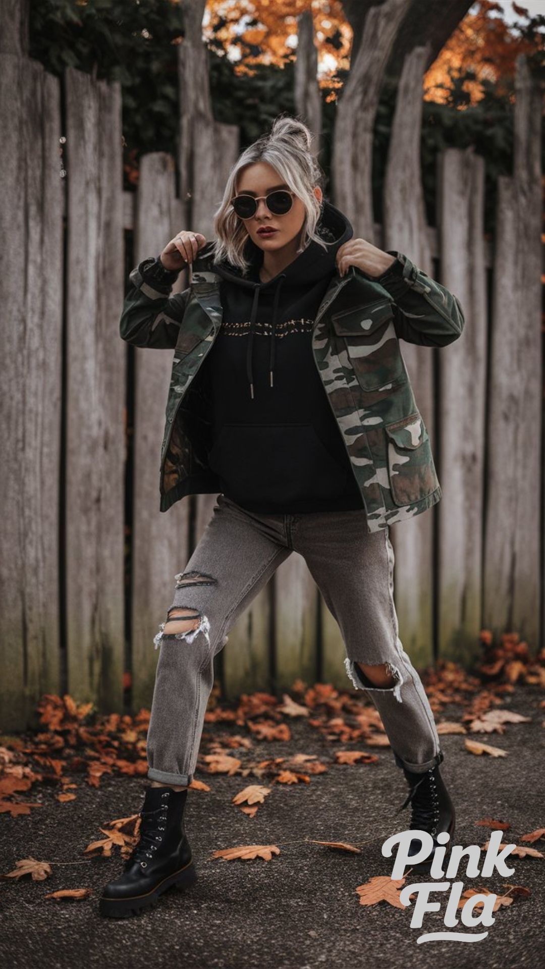 Camouflage and Denim - Edgy Fall Outfits