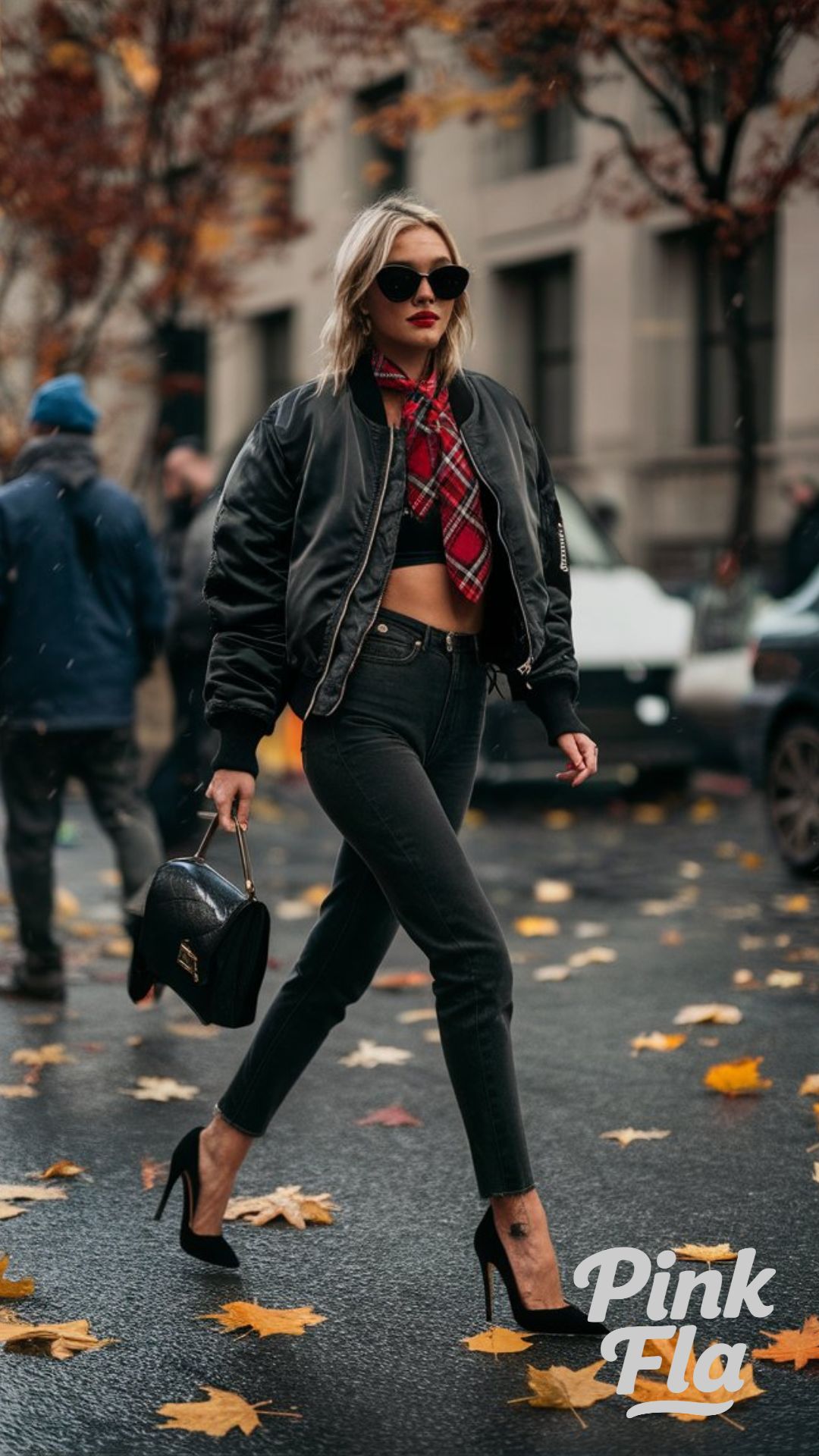High-Waisted Leather and Cropped Denim - Edgy Fall Outfits