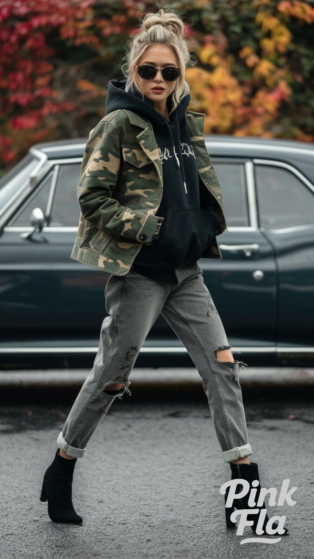 Long Coat and Studded Boots - Edgy Fall Outfits