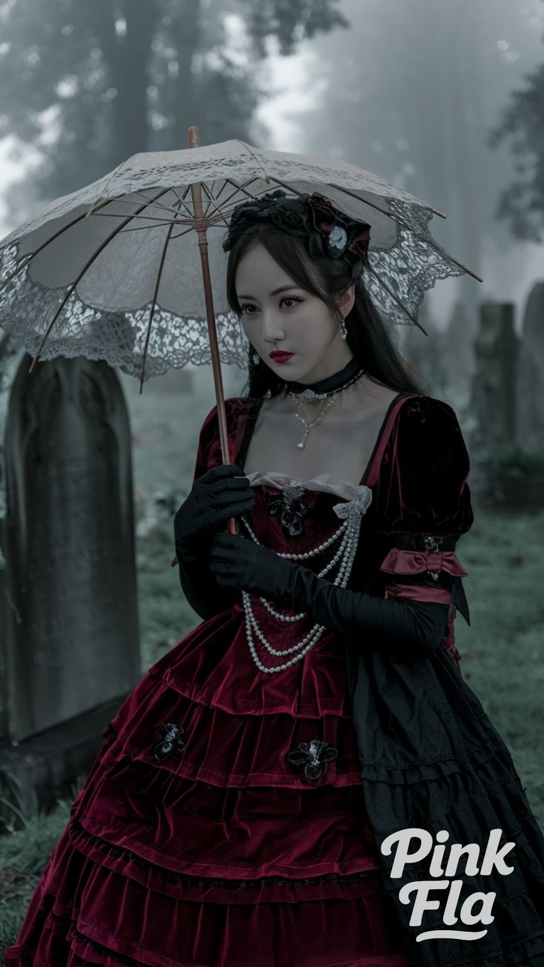 Velvet Crimson in the Fog - Gothic Lolita Outfits