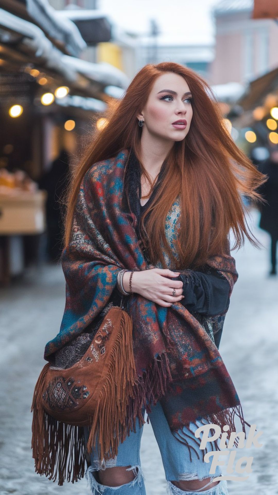 Boho Winter Style with a Fringed Shawl - Europe Winter Outfits
