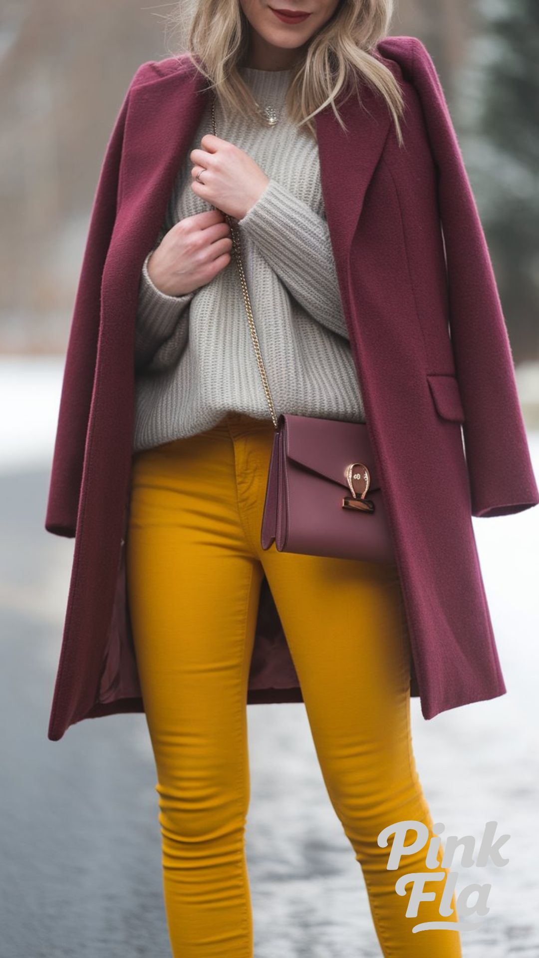 Bright Winter Style with Burgundy and Mustard Accents - Simple Winter Outfits with Jeans