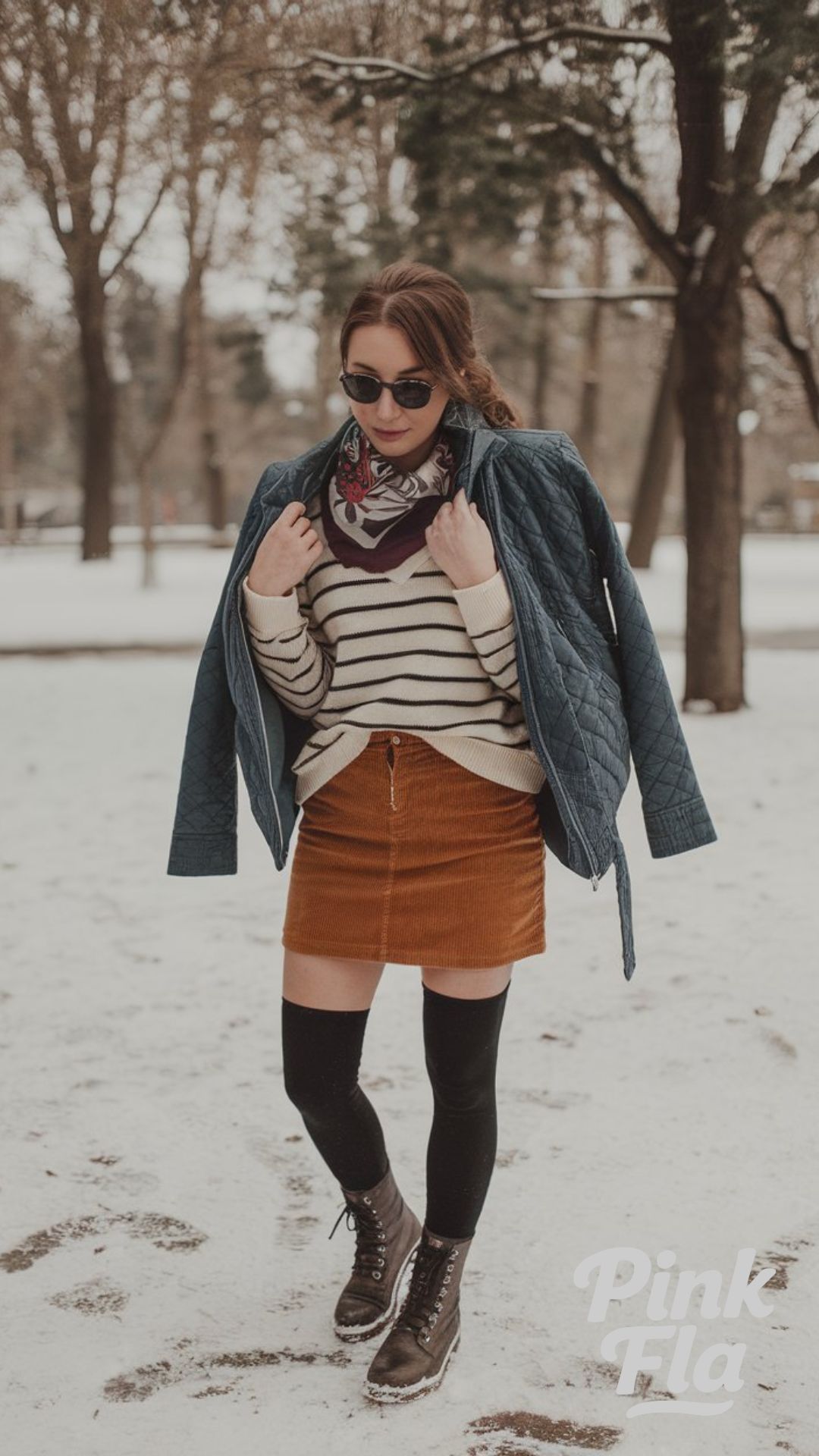 Casual Corduroy Mini Skirt Style for Winter - Winter Outfits with Mini Skirts