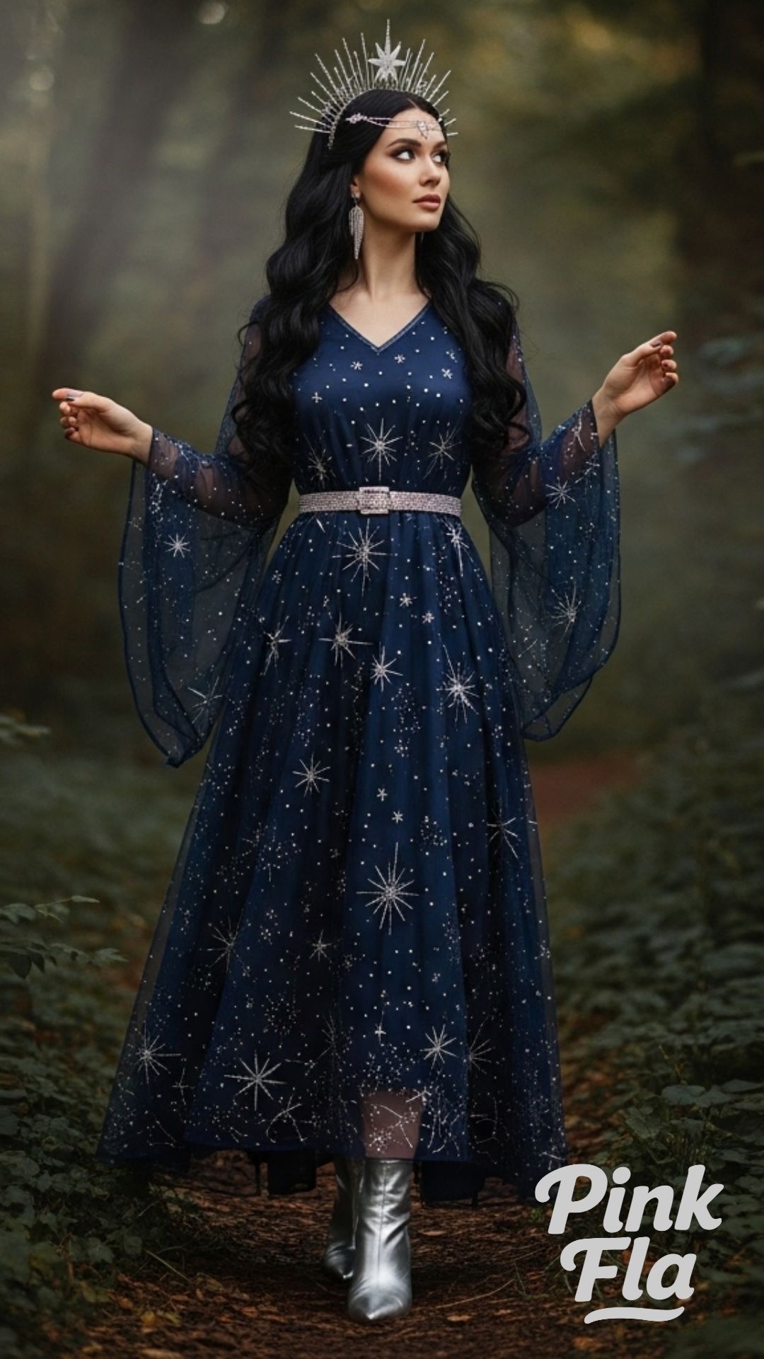 Celestial Navy Blue Witchy Dress - Witchy Outfits