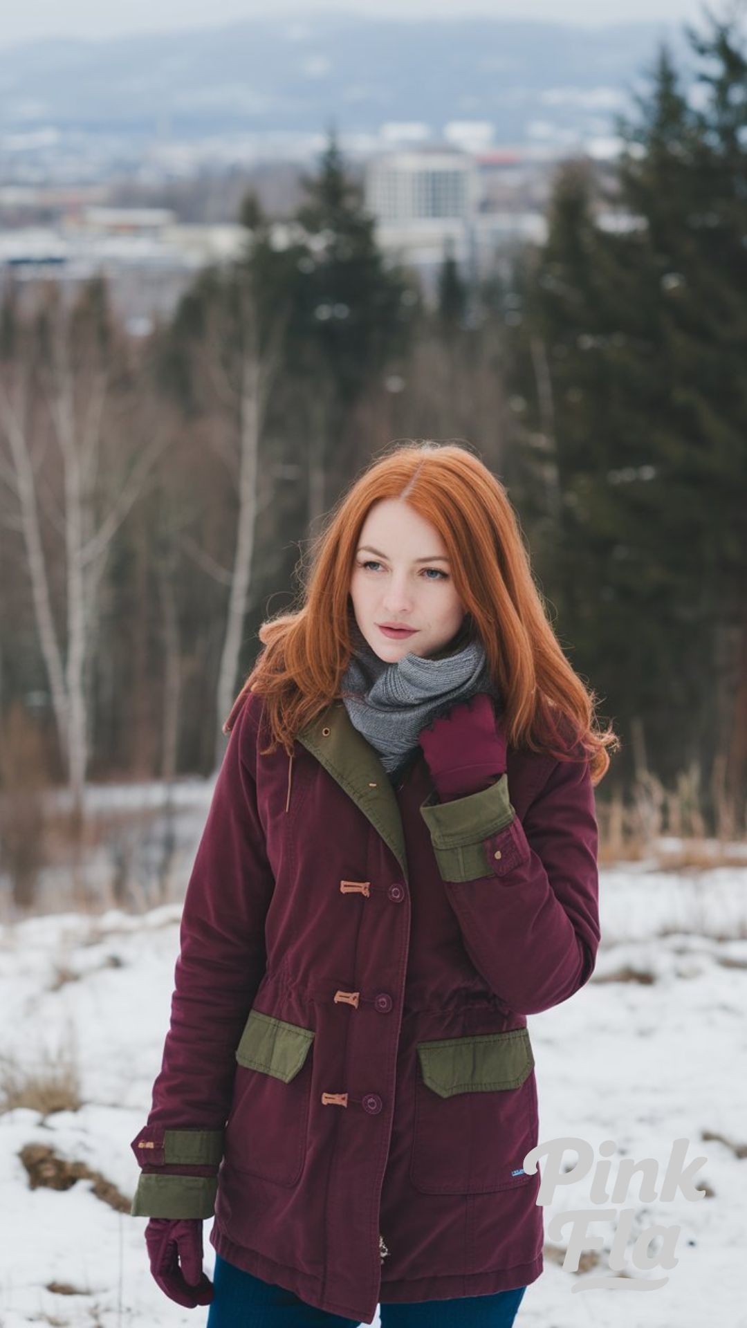 Chic and Cozy in a Burgundy Winter Coat - Winter Outfits for Women with Red Hair