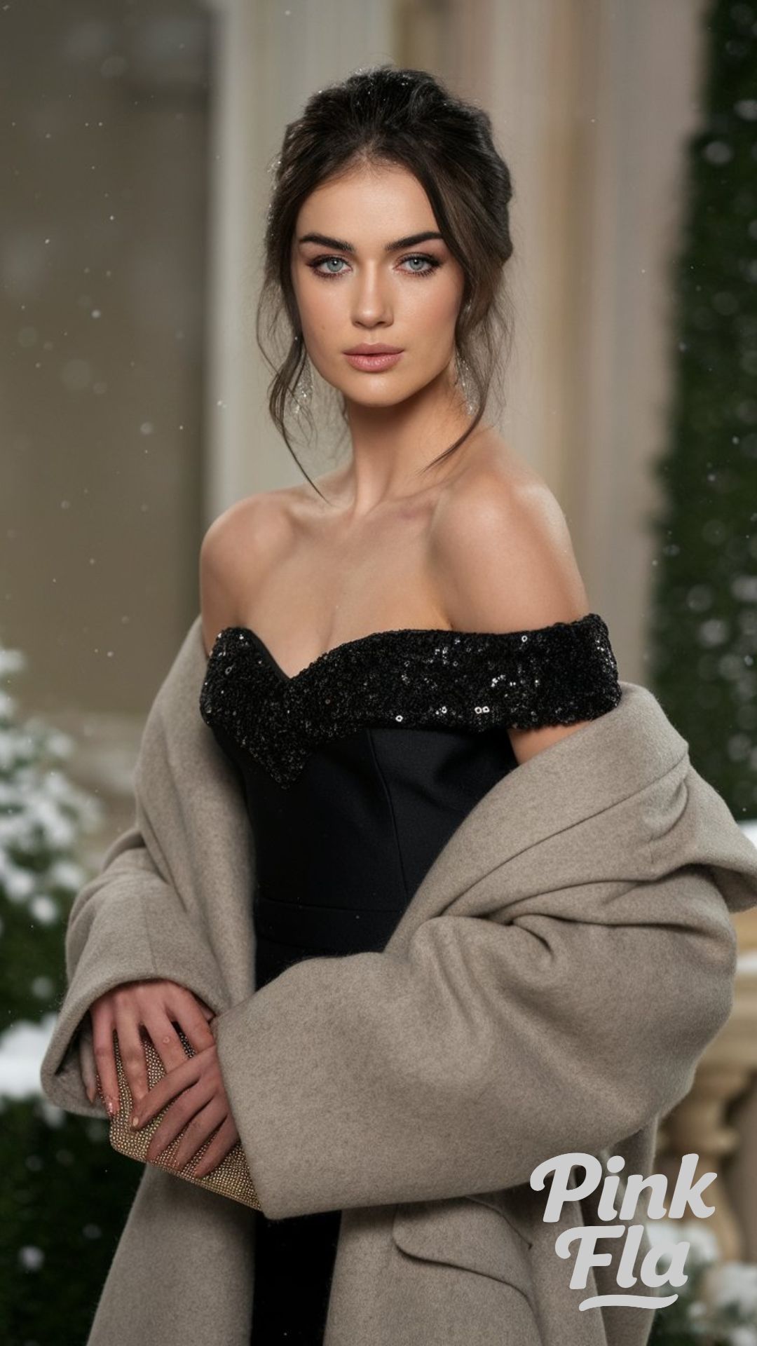 Classic Allure in an Off-Shoulder Sequin Dress - Winter Birthday Outfits