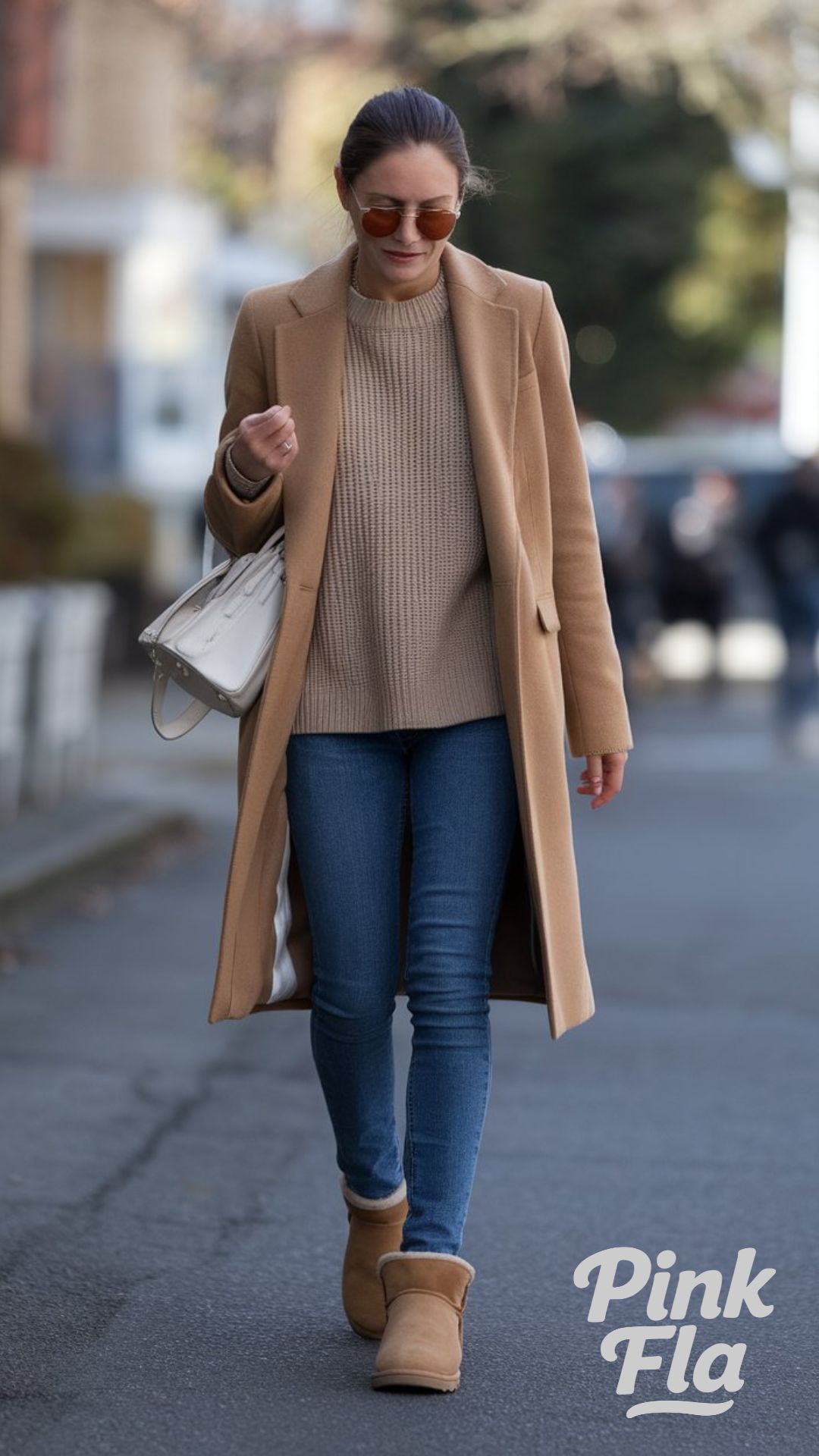 Classic Winter Layers with a Cozy Camel Coat and Uggs - Winter Outfits with UGG