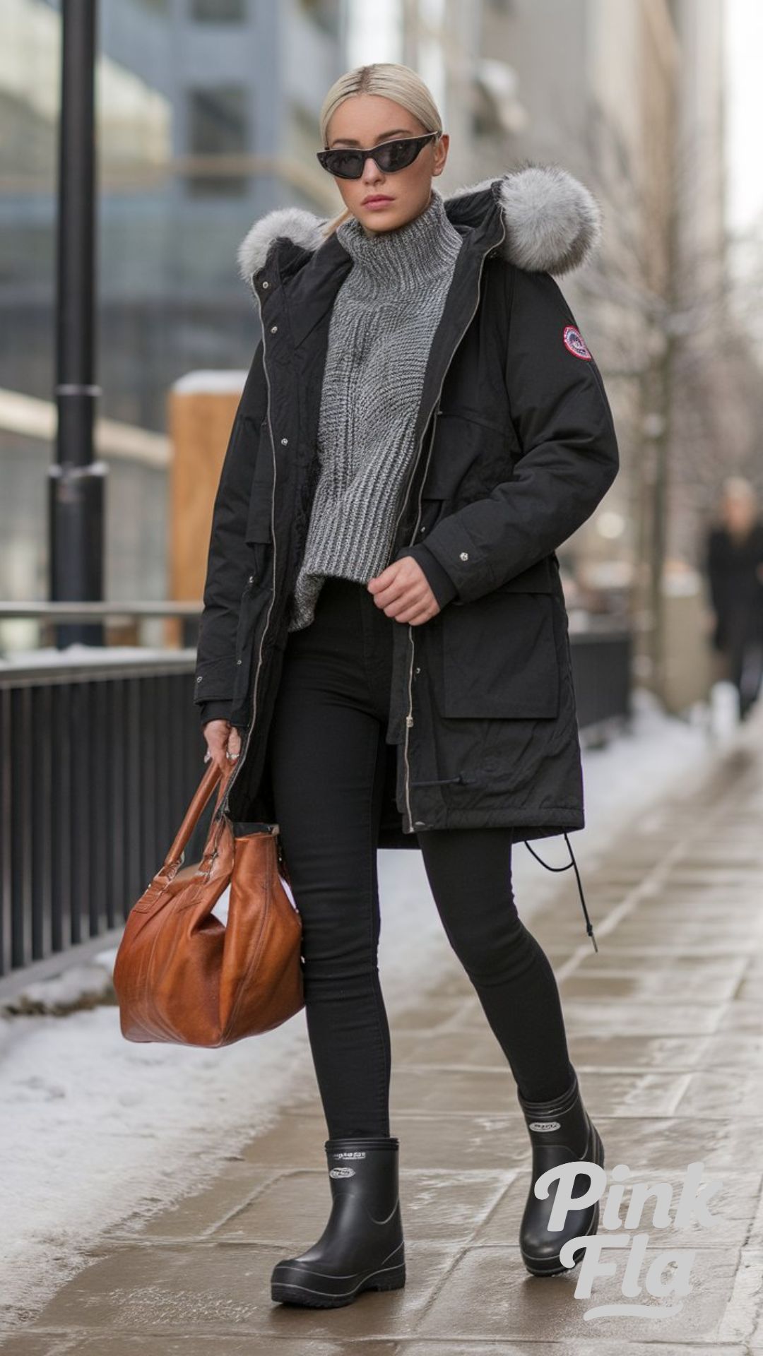 Classic Winter Layers with a Stylish Parka - Moon Boots Outfits for Winter
