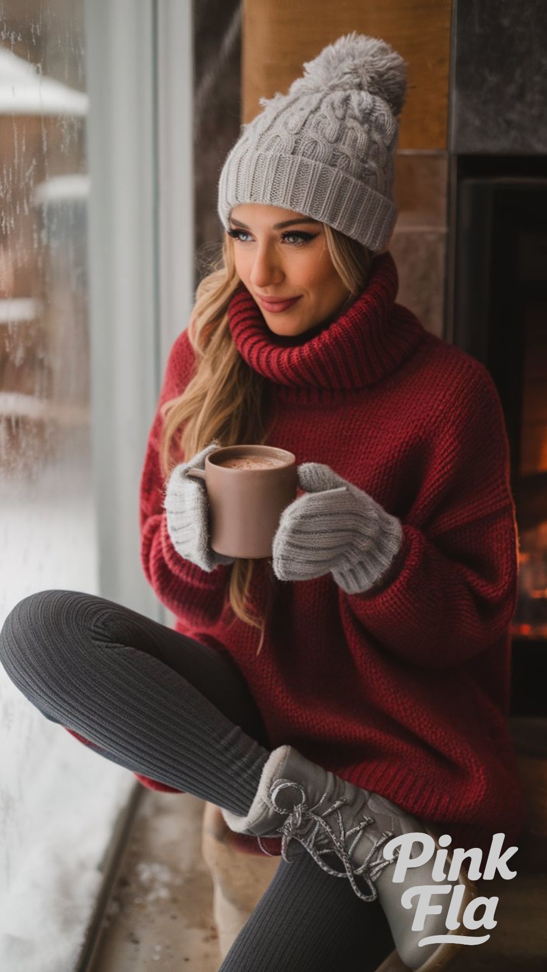 Cozy Cabin Style with a Chunky Knit - Moon Boots Outfits for Winter