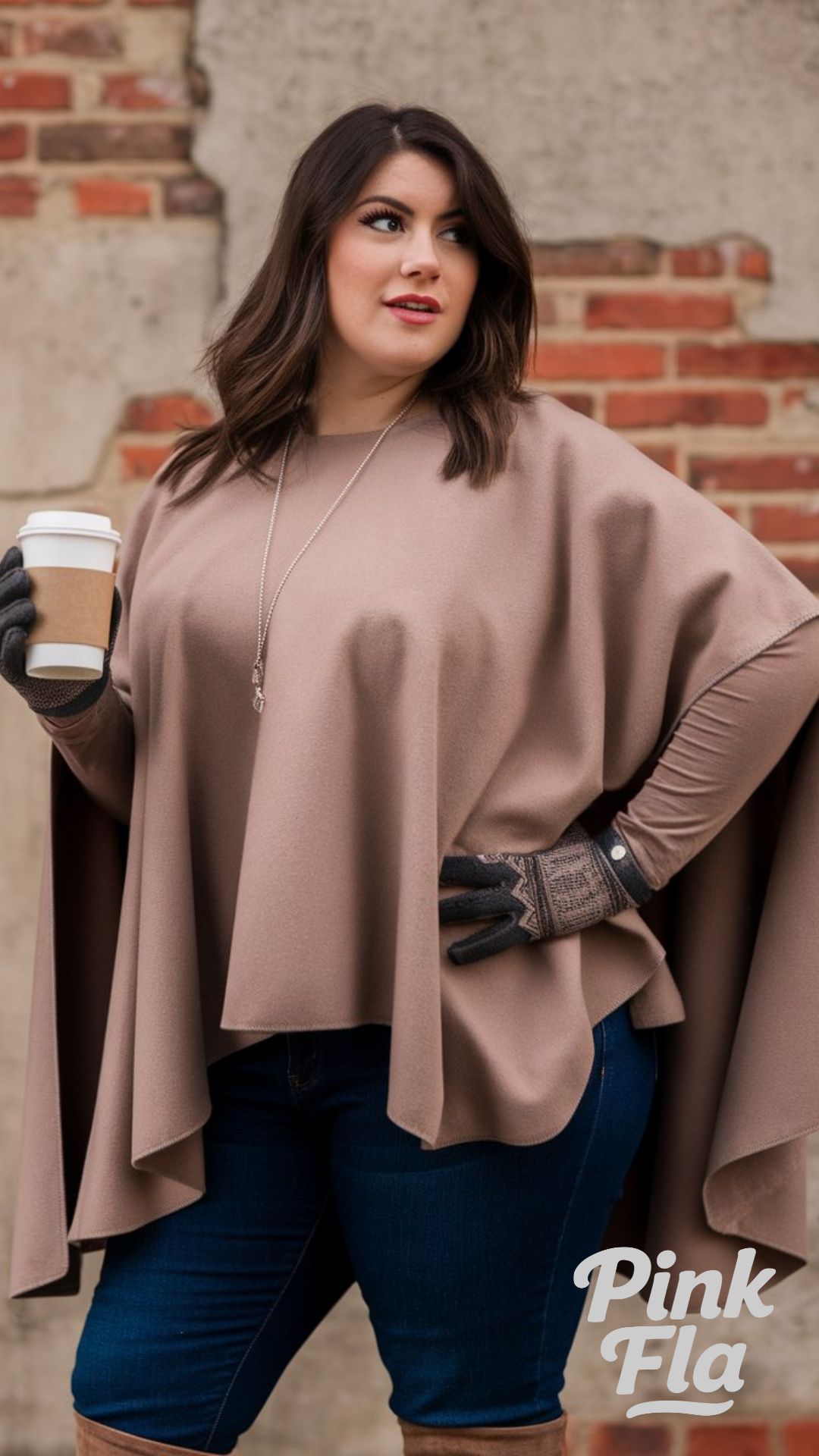 Cozy Cape for Effortless Winter Style - Cute Plus-Size Winter Outfits
