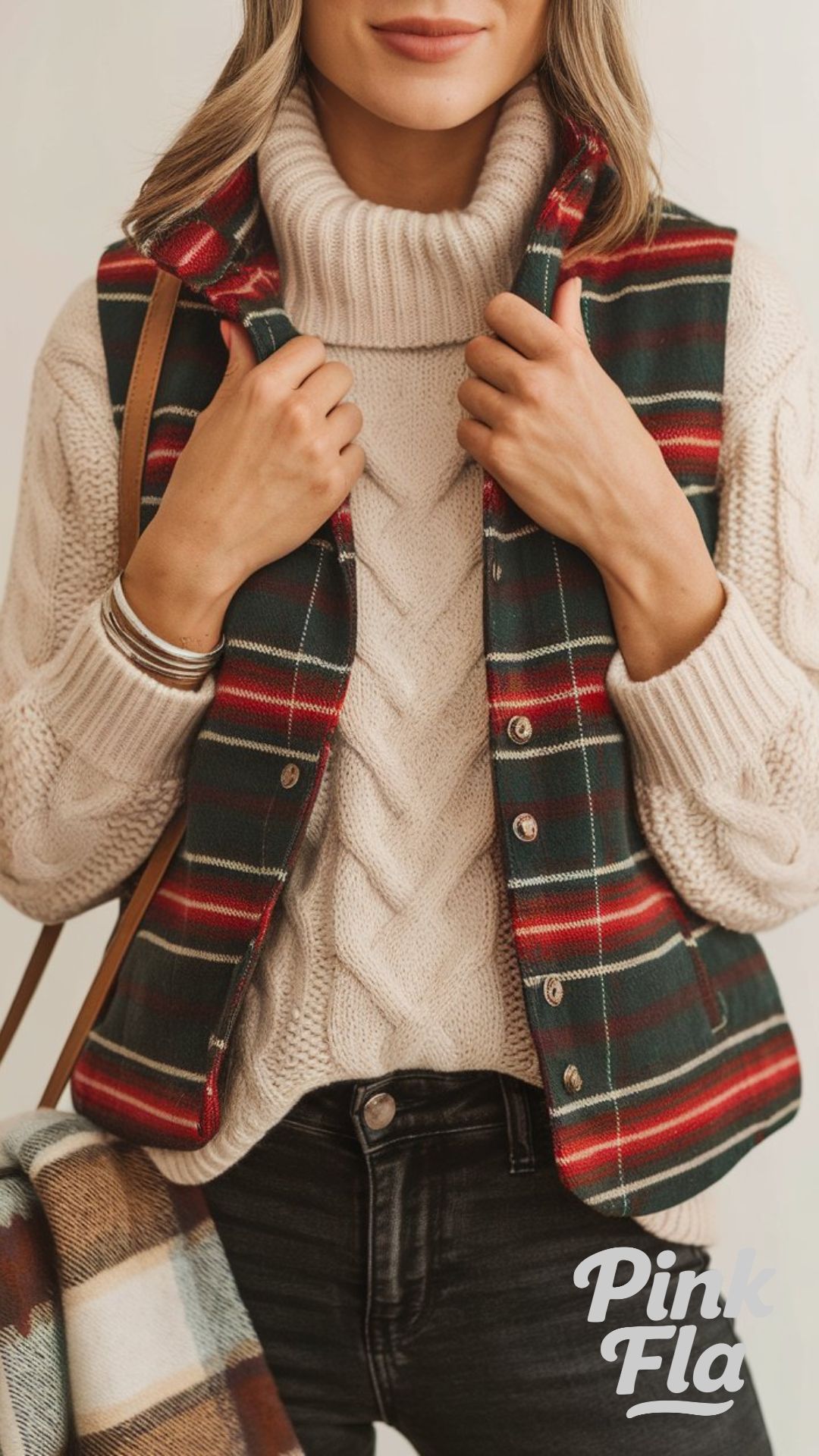 Cozy Christmas Look With Timeless Plaid - Christmas Outfits with a Vest
