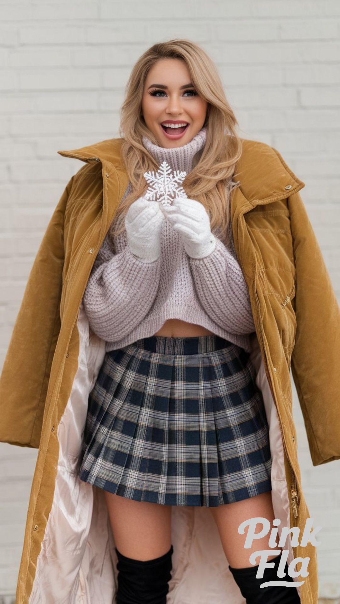 Cozy Layered Look with a Plaid Mini Skirt - Winter Outfits with Mini Skirts