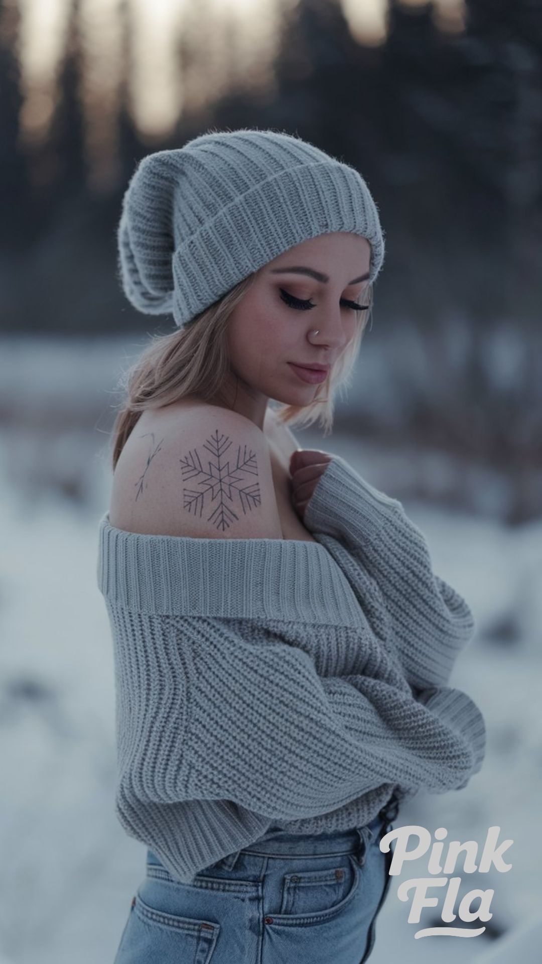 Cozy Winter Vibes with a Knit Sweater and Beanie - Simple Winter Outfits with Jeans
