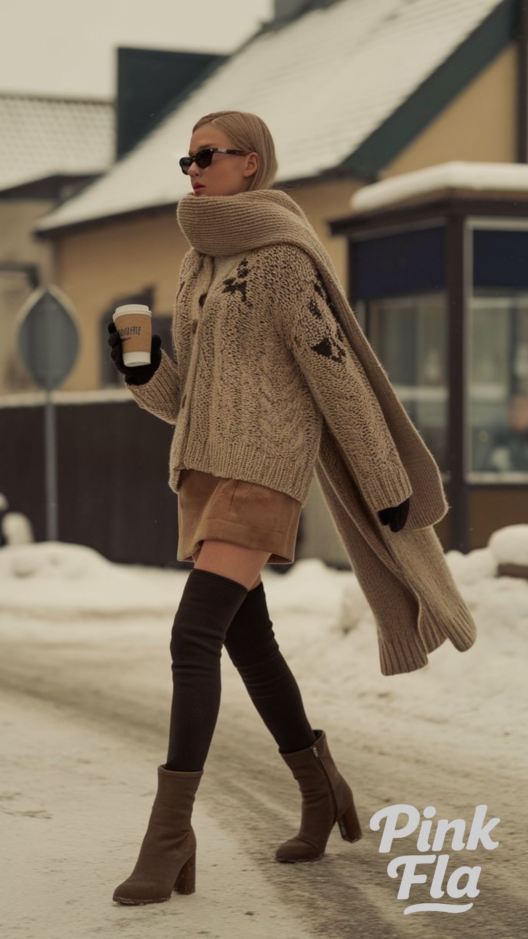 Effortless Winter Charm with a Suede Mini Skirt - Winter Outfits with Mini Skirts