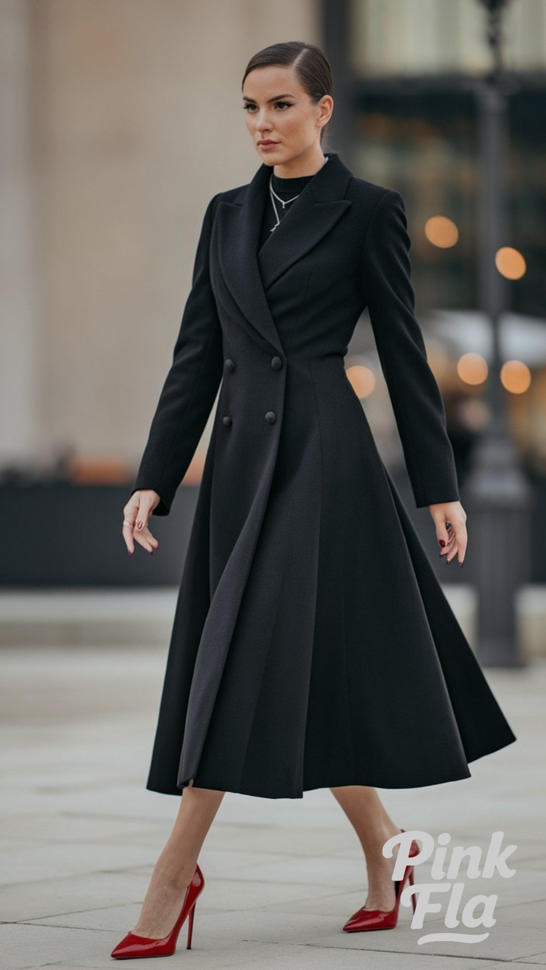 Elegant Black with a Pop of Red - Winter Outfits with Heels