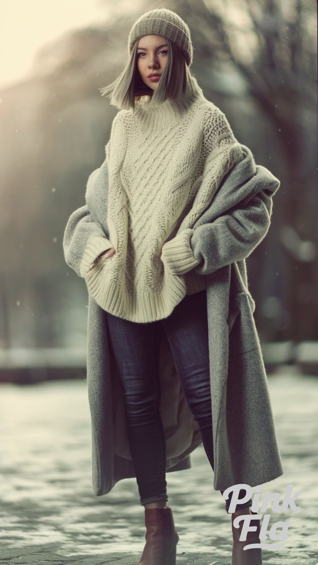Elegant Winter Look with Knit and Long Coat - Simple Winter Outfits with Jeans