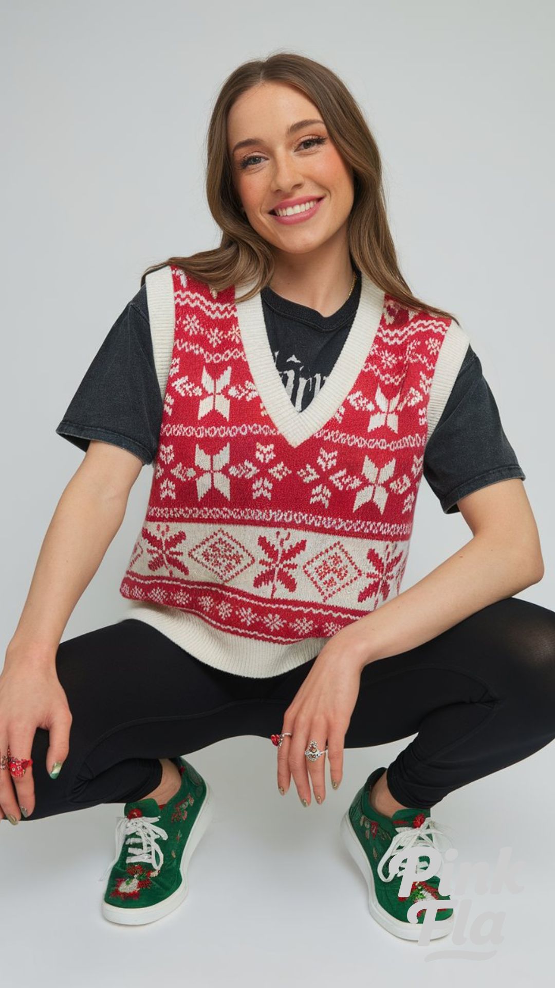 Festive Casual: Fun and Playful Holiday Comfort - Christmas Outfits with a Vest