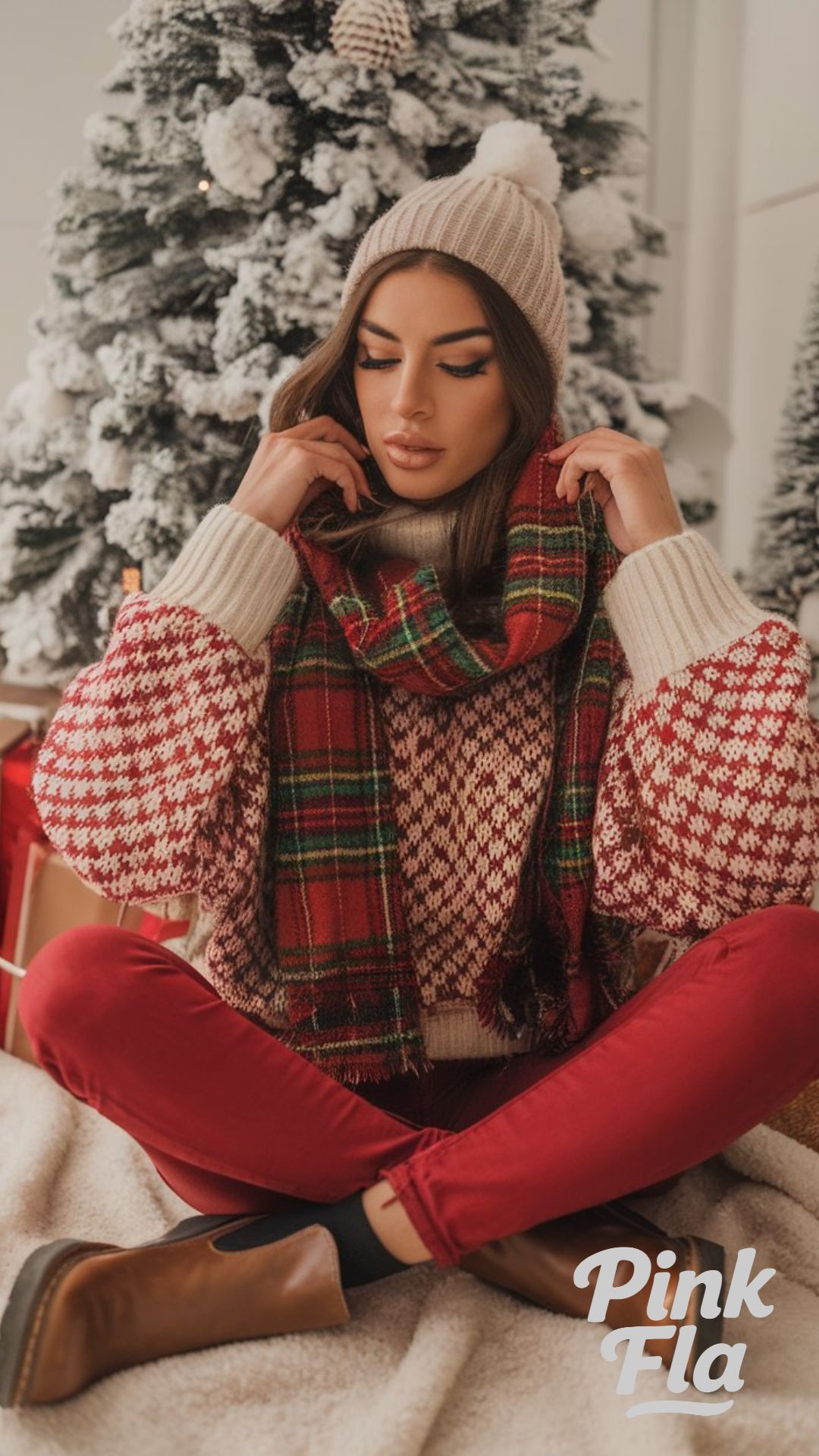 Festive and Cozy Christmas Look - Christmas Outfits with Red Pants