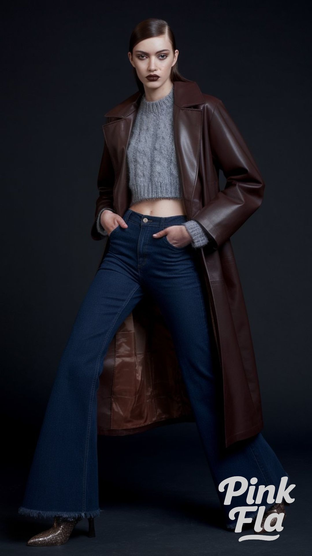Layered Statement Style with Frayed Flare Jeans - Winter Outfits with Flare Jeans