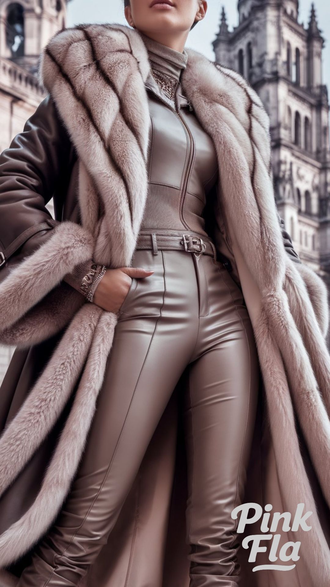 Luxurious Leather and Fur Coat - Europe Winter Outfits