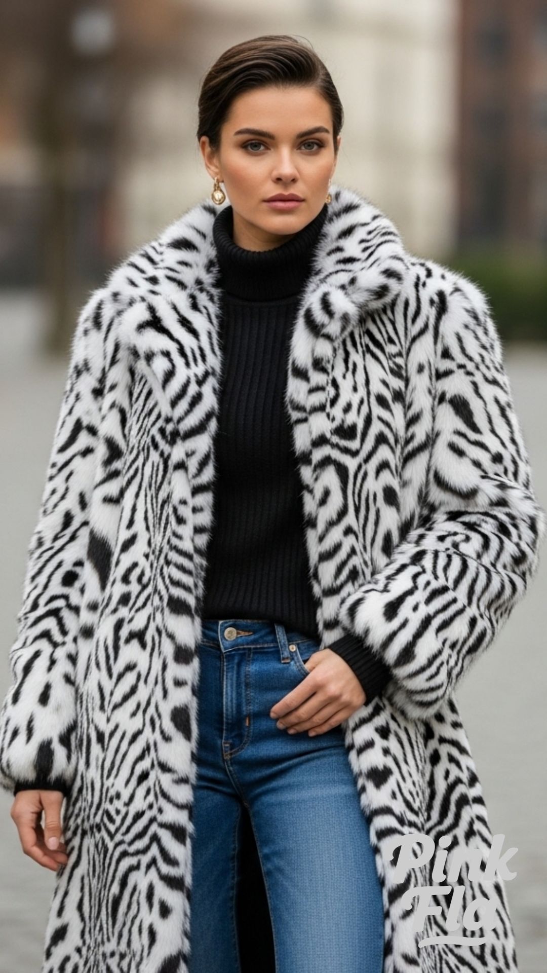 Monochrome Magic With a Long Fur Coat - Winter Outfits with Fur Coat