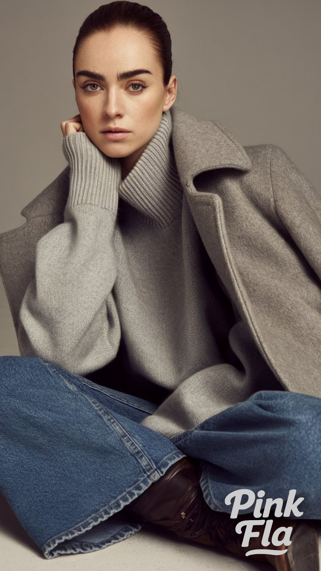 Monochrome Minimalism: Grey Layers With Flare Jeans - Winter Outfits with Flare Jeans