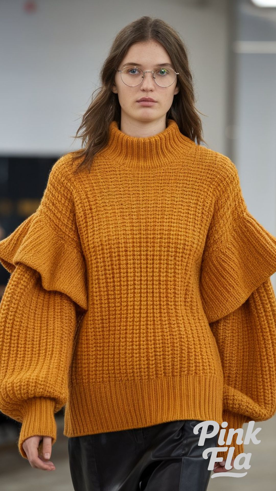 Mustard Sweater with Drama and Texture - 90s Christmas Party Outfits