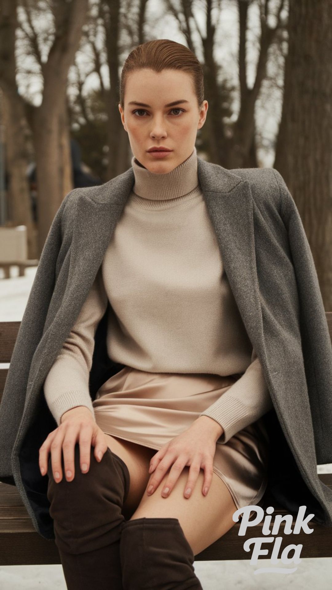 Polished & Sleek Winter Look with a Satin Mini Skirt - Winter Outfits with Mini Skirts