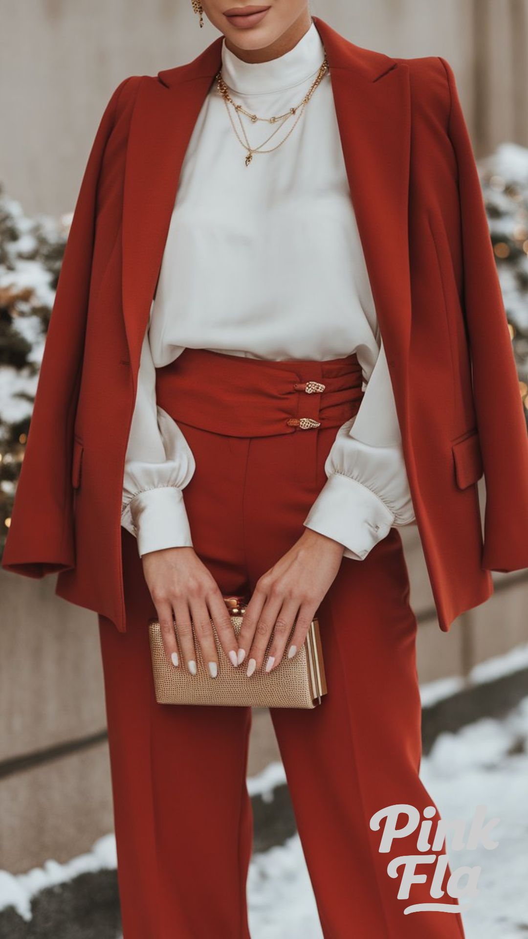 Polished and Professional Holiday Outfit - Christmas Outfits with Red Pants