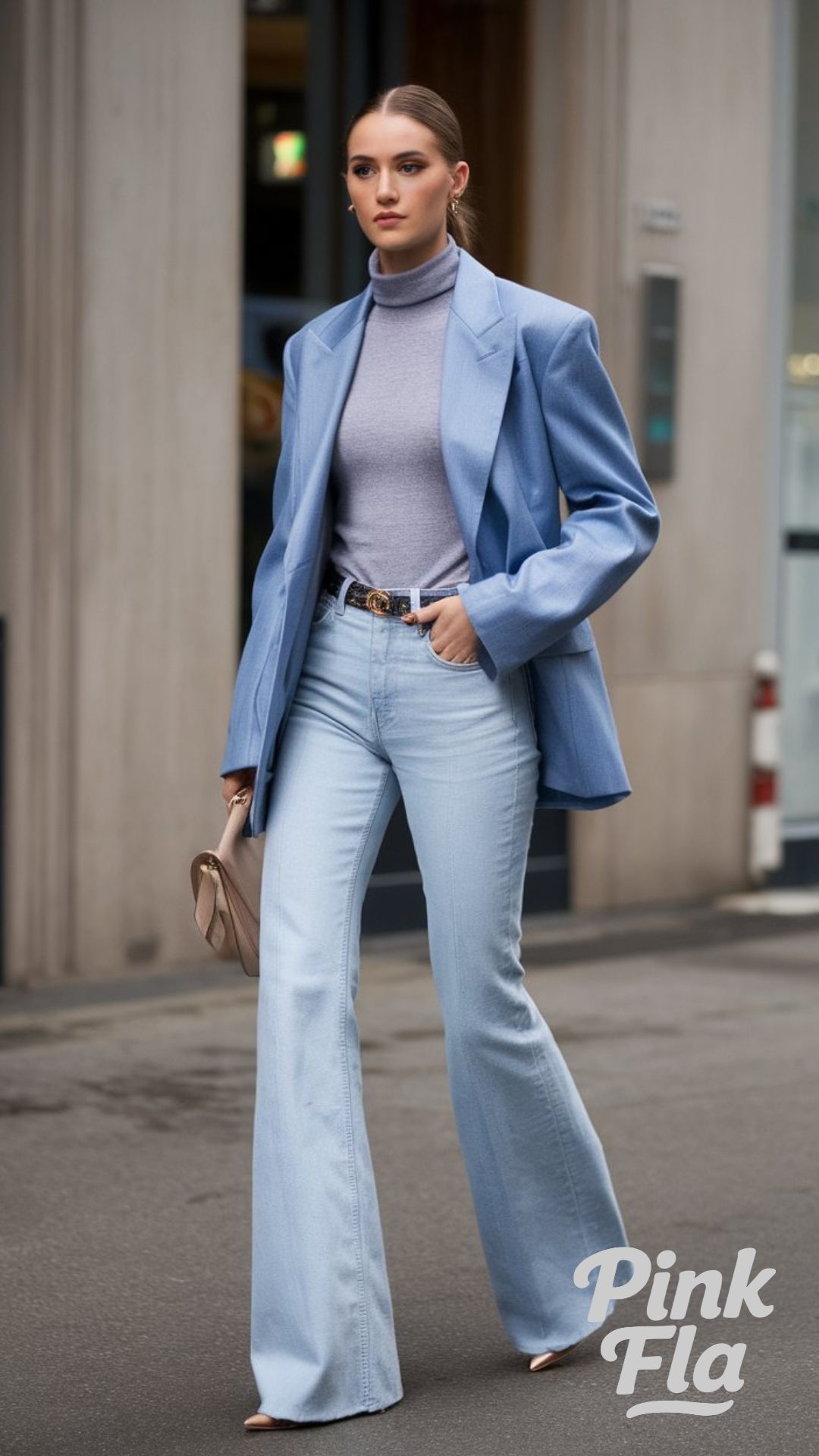 Refined Winter Ensemble with Light-Wash Flare Jeans - Winter Outfits with Flare Jeans
