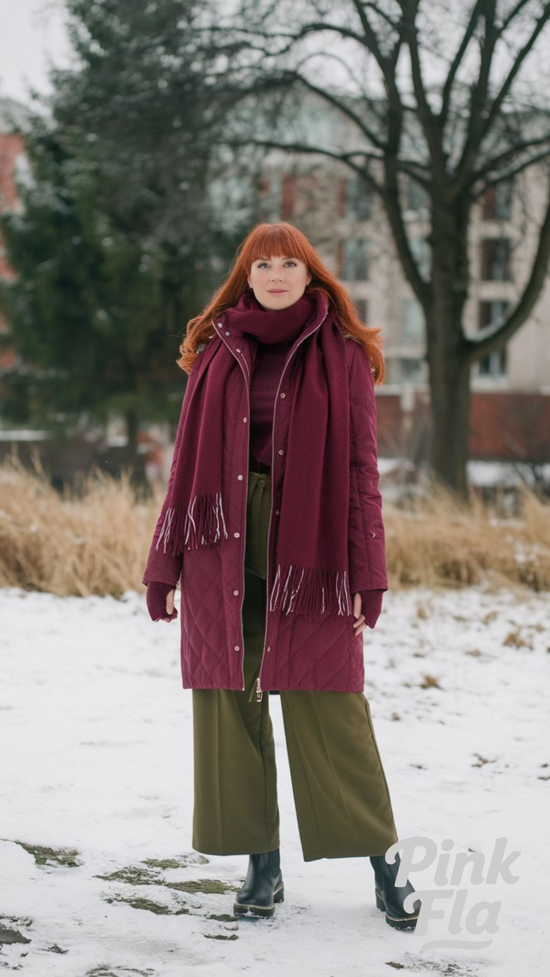 Rich Burgundy Layers for Cold-Weather Comfort - Winter Outfits for Women with Red Hair