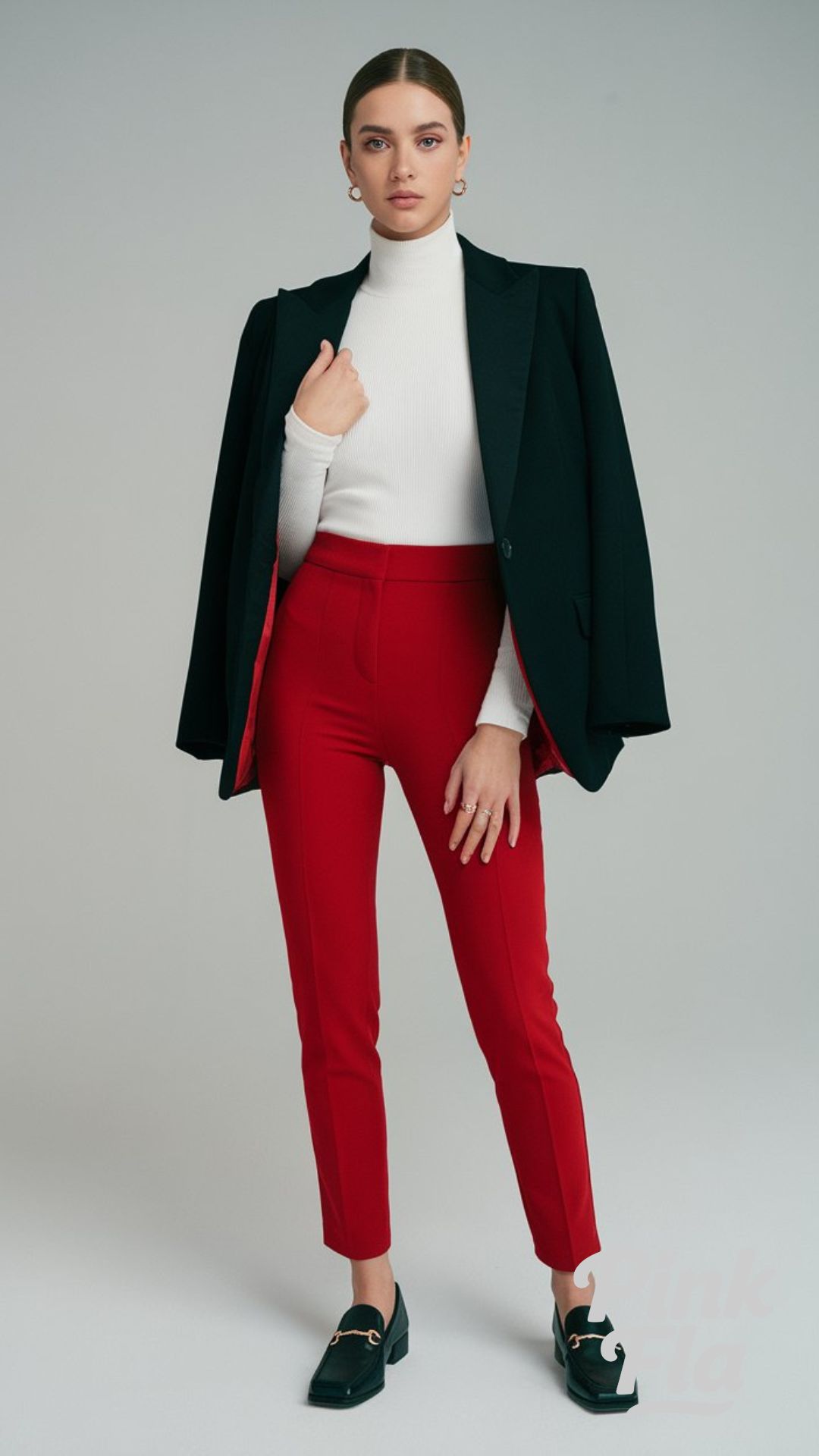Sleek and Minimal Holiday Look - Christmas Outfits with Red Pants