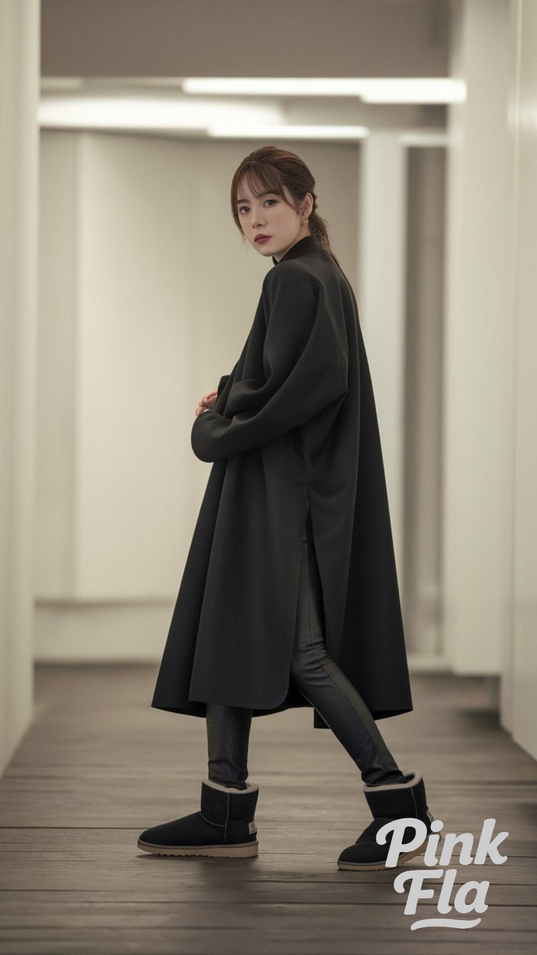 Sleek and Simple Winter Style with a Black Coat and Uggs - Winter Outfits with UGG