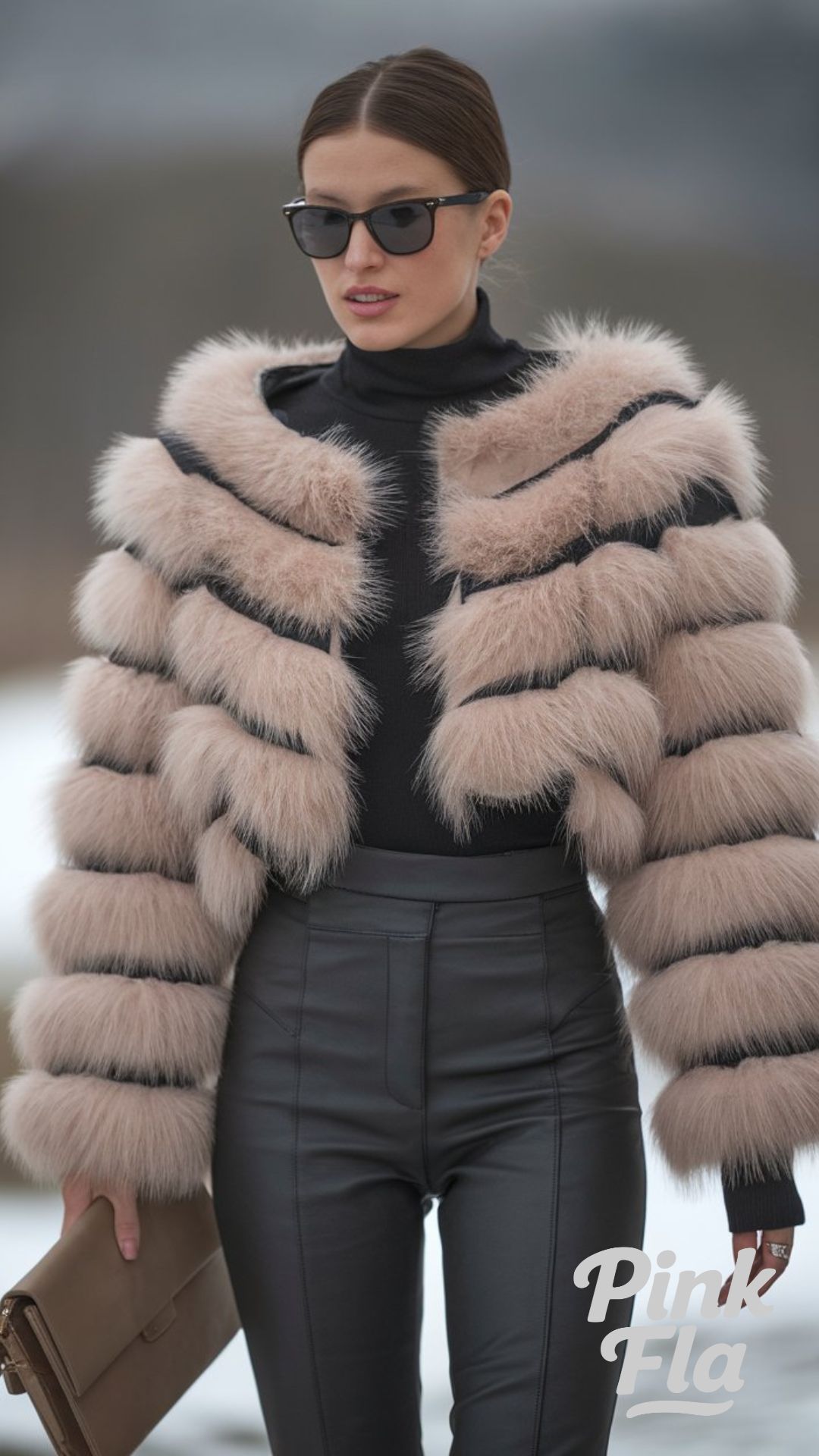 Sleek and Sophisticated in Striped Faux Fur - Winter Outfits with Fur Coat