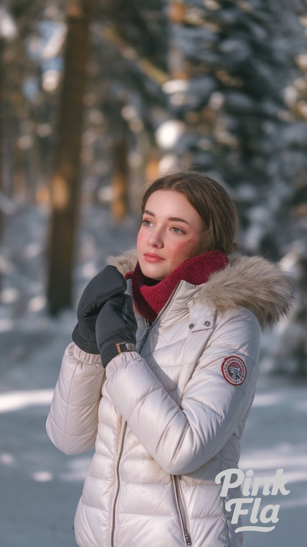 Snowy Day Elegance with a White Puffer and Faux Fur Details - Winter Outfits with Puffer Jacket