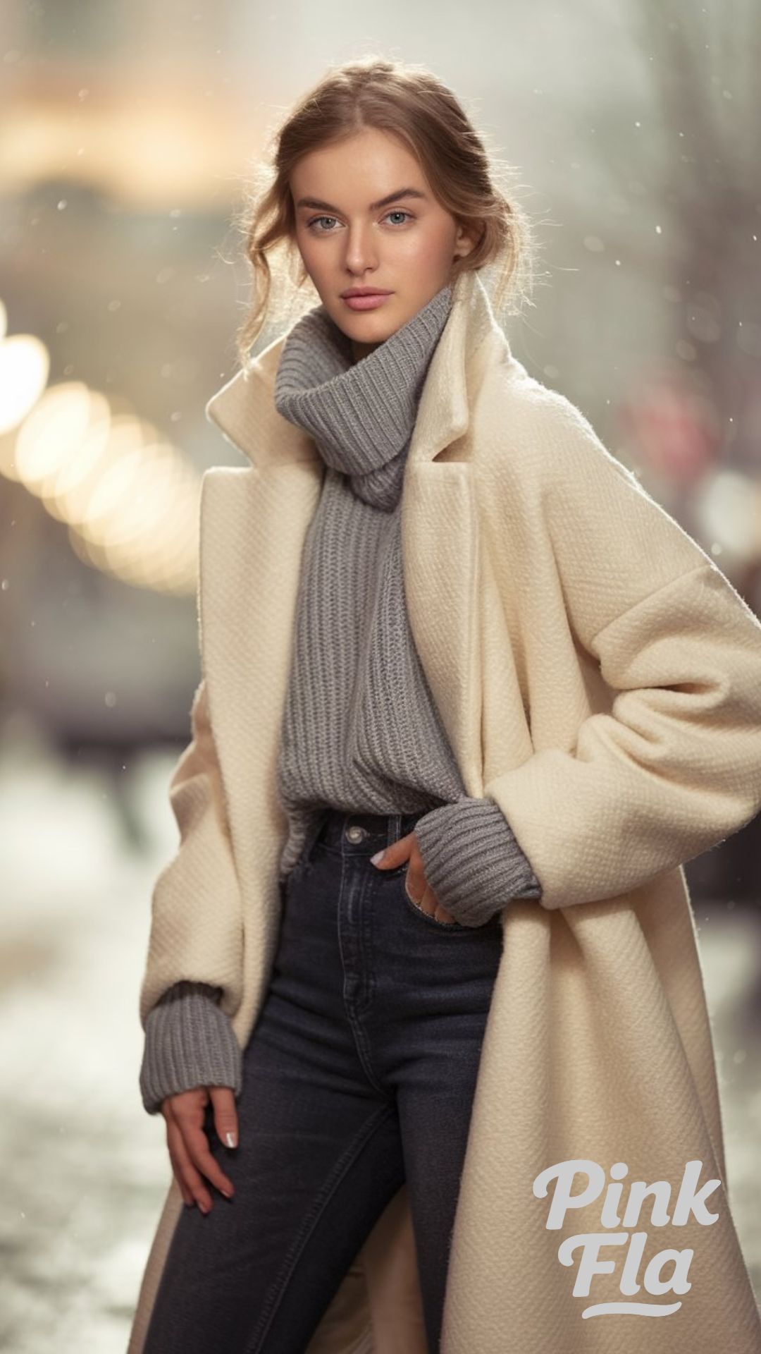 Sophisticated Winter Style in Gray and Cream - Simple Winter Outfits with Jeans